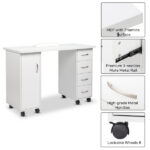 Manicure Nail Table with Drawer White - Image 13