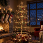 6ft Gold Iron Christmas Tree with Snowflake Top, PVC Everyday Decor Tree (No Accessories Included) - Image 10