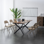 4pcs Elegant Foldable Iron & PVC Chairs for Convention & Exhibition Light Brown - Image 26