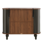 39" Fluted Liquor & Coffee Bar Cabinet with 6 Wine Racks and 3 Glass Holders, Mid-Century Modern Bar Cabinet with A Large Storage Drawer ,4 Hidden Storage Space on the Side , Black - Image 12
