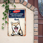 CIFbuy 1pc Shiba Inu Dog Metal Sign, Keep Gate Closed Humorous Wall Art, Art, 8x12 Inch Unframed Farmhouse Decor Metal SignikTok, Metal SignikTok, Self-epckup Logiopor - Image 4