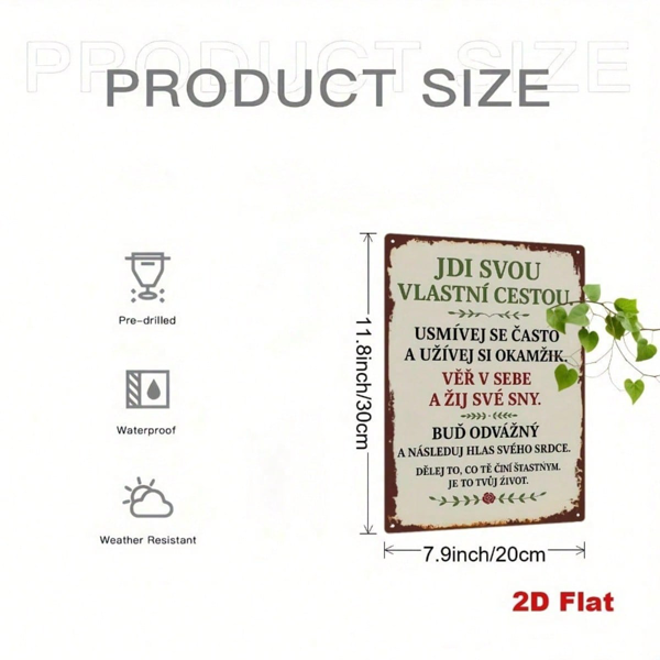 e9268325-c5c5-495a-a1a8-6d7dff8ed166.png CIFbuy 1pc Vintage Czech Phrase 2D Flat Metal Wall Sign, Bohemian Iron Decor Sign With Traditional Czechia Text, Retro Home Wall Art TikTok, TikTok, t Self-pickup Logiopics - Image 1
