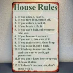 CIFbuy 2D Flat House Rules Aluminum Sign Vintage Rustic Wall Art Decor for Home Bar Garage Club Restaurant Cafe 8x12 Inches (TikTok, temu pick-up service)