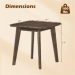 17" Square Side Table Solid Rubber Wood, Walnut Finish End Table for Living Room Bedroom - Image 4