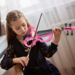 Full Size 4/4 Bunnel Edge Electric Silent Violin with Case Bow Rosin Headphone Connecting Line Pink - Image 3
