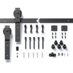60" Bi-Folding Sliding Barn Door Hardware Kit for 2 Doors,Smoothly&Quietly,Black Track J Shape Roller-[Doors not Included] - Image 9