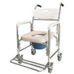4 in 1 Multifunctional Aluminum Elder People Disabled People Pregnant Women Commode Chair Bath Chair White - Image 8