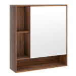 2 in 1 Mirrored Bathroom Wall Cabinet, Space-Saving Medicine Cabinet with Hidden Storage & Shelves - Walnut - Image 2