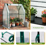 Mini Greenhouse with PE Cover, Indoor Outdoor Plant Gardening Green House for Garden Backyard, 36*18*33in, White - Image 4