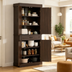 71" Freestanding Kitchen Pantry Cabinet with 4 Doors 2 Large Storage Cabinets And an Additional Drawer for Coffee & Kitchen Supplies - Image 6