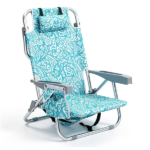 1 PCS Aluminum Beach Chair, 8.5 Inch Seat Height Teal Tribal Pattern, Adjustable Folding Chair with Headrest, Shoulder Strap, 2-in-1 Cup Holder Side Pocket, Back Cooler Bag, Integrated Oxford Fabric with Crossbar, 5 Positions Reclining Lounger, 63x109x84cm, Load Capacity 120KG - Image 18