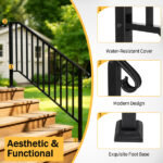 [Same Code 81504920 40310676]Artisasset Matte Black Outdoor 4 Level Iron Handrail - Image 21
