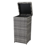 With Top Cover Iron Frame Rattan Trash Can Gary Gradient - Image 3