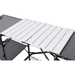 Foldable Aluminum Camping Kitchen Table Heat Resistant Slatted Tabletop, 4 Foldable Side Trays Mesh Storage Rack Hanging Hooks 154lbs Load Capacity Built-In Carry Handle for Campsite Park Travel - Image 12