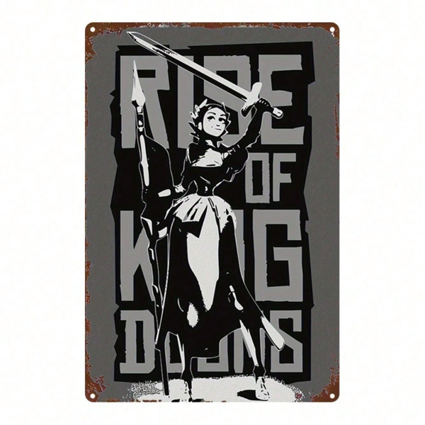 CIFbuy 1pc 2D Flat Metal Sign, Vintage Black And White Swordsman Art, Rise Of Kings Theme Wall Decor For Home Office Gym Bedroom, Retro TikTok, TikTok, ings Theme Wall Decor For Home Office Gym Bedroom Self-pickup Logiopics