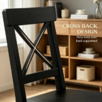 Black Farmhouse Wooden Dining Chairs Set of 2 with Cross Back Design for Kitchen Table Only chairs - Image 4
