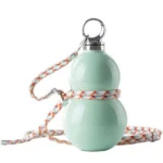 Gourd Shape Insulated Tumbler with Straw 520ml Travel thermos lightgreen