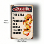 CIFbuy Vintage Dragon Warning Metal Sign, Rustproof UV Resistant" Iron Art Plaque, 2D Flat Unframed Home Decor, Unframed Home Decor, Funny Fantasy Wall Art ikTok, ikTok, t Self-pickup Logiopics - Image 2