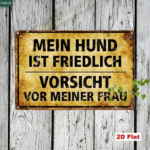 CIFbuy Retro German Slogan Metal Sign My Dog Is" Friendly Beware Of Owner Humorous Warning, Iron Tin Sign 2D Flat Decor 7.87x11.81 Dog Is FrieikTok, Dog Is FrieikTok, t Self-pickup Logiopics - Image 7