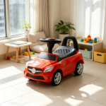 Red Toddler Foot-to-Floor Ride-On Push Car: Sliding Walking Toy with Working Horn, Music, Headlights & Under-Seat Storage - Image 4