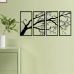 CIFbuy™ Iron Bare Branch & Bird 4-Panel Wall Art, Minimalist Style Wall Hanging, Nature Theme Home Decor (TikTok, Temu: Self-pickup available) - Image 4