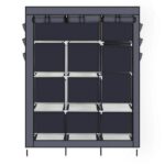 69" High-leg Non-woven Fabric Assembled Cloth Wardrobe Gray - Image 6