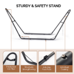 Double-Barrel Hammock Stand Only, Heavy Duty Iron Hammock Frame for All Hammocks, Easy Assembly Hammock Hanging Stand for Garden, Courtyard and Balcony, Black - Image 8
