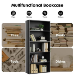 5-Tier Bookshelves with Adjustable Shelves, Floor Standing Bookcase for Home & Office Storage, Black - Image 5