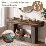 63" Long Narrow Entryway Table with Anti-Tip Safety, Farmhouse Sofa Console Table with 2-Tier Storage for Living Room Hallway Foyer - Image 8