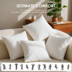 Professional-grade 22-inch pillow inserts feature specially processed filling that ensures even distribution. High resilience provides lasting support while maintaining plumpness over time. The cover-free design allows easy cleaning and style changes, making them a practical choice for creating a co - Image 6