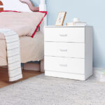 [] Modern Simple 3-Drawer Dresser Chest of Drawers for Family Room Bedroom Living Room Universal Design, White - Image 5