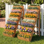 8-Tier Vertical Raised Garden Bed, 40" x 24" x 59" Fir Wood Ladder Planter Stand for Vegetables Herbs Flowers - Image 2