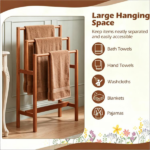 3‑Tier Freestanding Hardwood Towel Ladder, Farmhouse Vertical Towel Storage Rack, Space‑Saving Step Towel Bar for Bathroom Living Room Laundry Room - Image 4