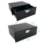 19" 4U Steel Plate DJ Drawer Equipment Cabinet with Keys Black - Image 2