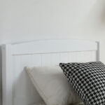 FCH Twin Pine Single-Layer Core Vertical Stripe Full-Board Curved Bed Head With The Same Bed Foot White Wooden Bed - Image 23