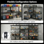 72" Adjustable Height Metal Storage Shelves with Anti-Tipping Kit, Expandable Organizer for Garage & Kitchen - Image 9