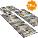 Three-piece kitchen rug set, non-slip and washable, abstract pattern kitchen hallway rug, soft and comfortable, suitable for sinks, floors, entrances, hallways and bathrooms. - Image 2