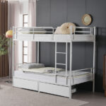 Same Code 71558202 Twin Over Twin Convertible Bunk Bed with 2 Storage Drawers, Metal Bunk Bed Can be Divided Into Two Daybeds, White - Image 5