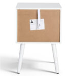 White P2 particleboard with solid wood legs, linen-textured melamine finish, and ring pull handle. 38*30*55cm. One drawer with a lower compartment. Bedside table. 1PC - Image 10