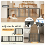 Adjustable Expandable Wooden Pet Gate 22 Inch Tall Freestanding Safety Fence, Gray Pine Wood Slide Dog Gate Easy Assembly for Home & Office Entryways - Image 9