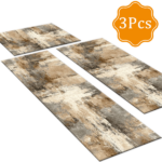 Three-piece kitchen rug set, non-slip and washable, abstract pattern kitchen hallway rug, soft and comfortable, suitable for sinks, floors, entrances, hallways and bathrooms. - Image 2