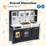 Kids Wooden Play Kitchen with Realistic Lights & Sounds, Pretend Ice Maker & Storage for Toddlers Age 3+ - Black - Image 7