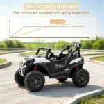 White 2 Seater 24V Kids Electric Car, Remote Control 3 Speed LED Lights Music Horn Spring Suspension Slow Start - Image 4