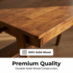 Solid Wood Writing Desk, Home Office Desk for Small Spaces, Mid Century Modern Desks with 2 Drawers & Storage Shelf, Standing Desk with Side Hooks for Study, Bedroom, Office (Walnut) - Image 11