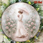CIFbuy 1pc Victorian Lady & Roses Round Wall Plaque, "" Roses Round Wall Plaque, Wall Plaque, Vintage 2D Flat Frameless Hanging Plate TikTok, Temu Self-pickup Logilaics - Image 5