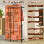 4 Tier Heavy Duty Garment Rack with 3 Hanging Rods, 463LBS Capacity Rolling Clothes Rack with Lockable 360° Wheels & Footrests,44.9x17.13x77.95in Spacious Clothing Rack for Dresses, Shirts, Coats - Image 7