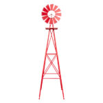 8FT Weather Resistant Yard Garden Windmill Red - Image 6