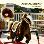 Dark Brown Interactive Kids Ride on Horse – Spring Rocking Horse with Sounds, Plush Soft Feel Animal Ride-on Toy - Image 7
