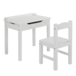 Flip Top Kids Table and Chair Set, Wood Activity Table Set with Storage Space for Arts Crafts, White - Image 6