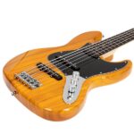 [Do Not Sell on Amazon] Gjazz Electric 5 String Bass Guitar Full Size Bag Strap Pick Connector Wrench Tool Transparent Yellow - Image 12